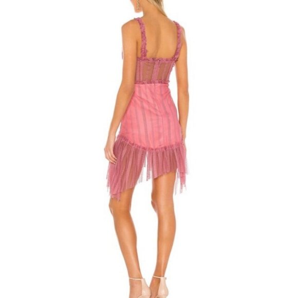 NBD Ahlani Blush Pink Sheer Layered Mesh Ruffle Mini‎ Dress Sleeveless Women S - Picture 3 of 14